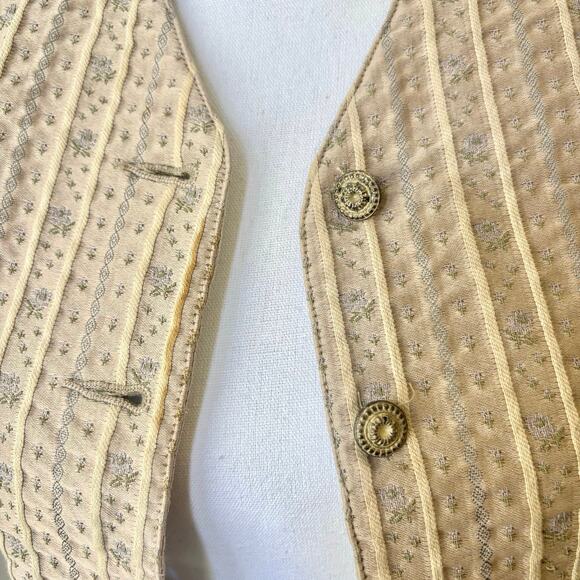 Lizsport Vintage Tan Floral Brocade Vest Size 2P - Picture 3 of 5